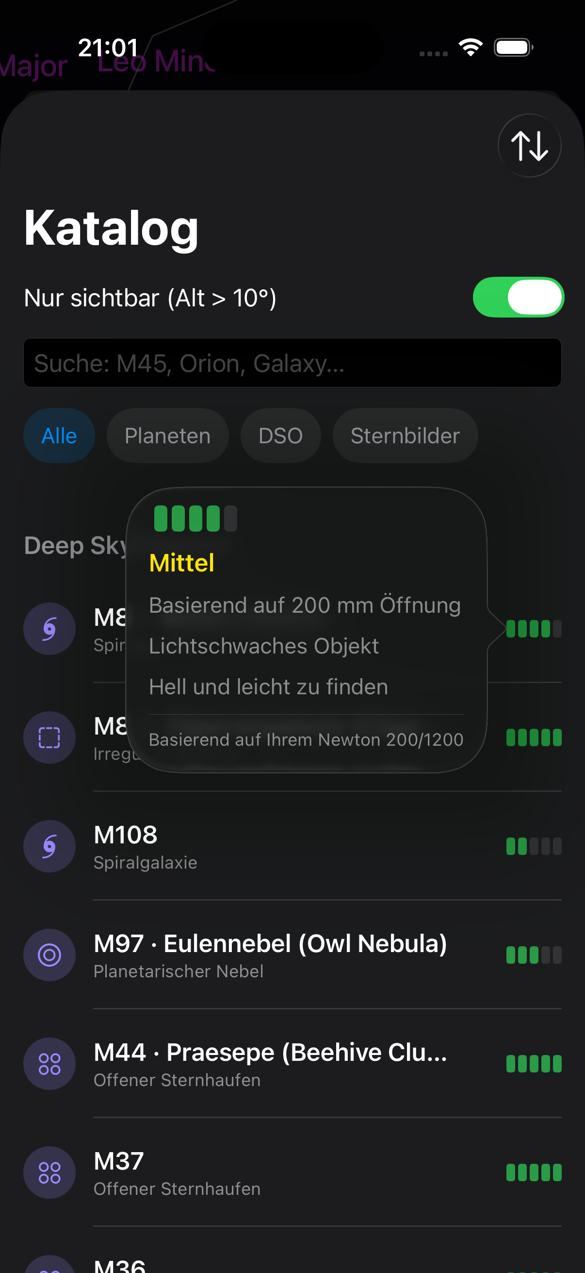 Katalog mit Beobachtbarkeit